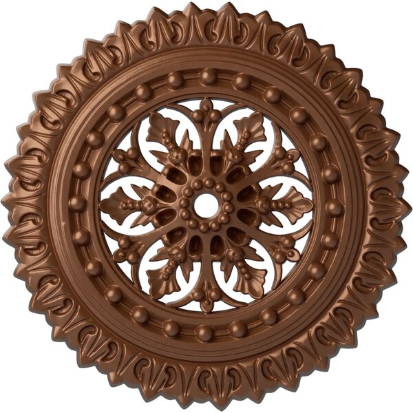 Ekena Millwork Sellek Ceiling Medallion (Fits Canopies up to 1 1/8"), 18 1/2"OD x 7/8"ID x 1 1/2"P, Polished Copper CM18SKPOS - main
